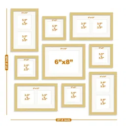 art street Dave Set Of 9 Beige Synthetic Wood Collage Photo Frames image 3