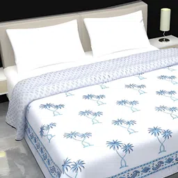Jaipur Dohar White & Blue Floral AC Room 150 GSM Double Bed Dohar-picture-15