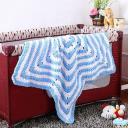 Magic Needles Blue & White Geometric AC Room Single Bed Pram-picture-31