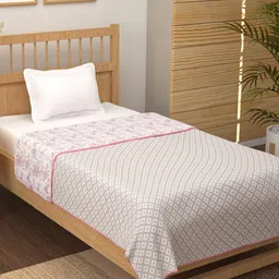 Story@home Light Pink & White Floral 150 GSM Single Bed Reversible Dohar-image-32