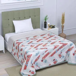 ROMEE Beige & Red Geometric AC Room 300 GSM Reversible Single Bed Dohar image 1