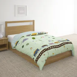 Fabindia Green & Yellow Cartoon Characters Mild Winter Single Bed Quilt-picture-39