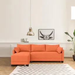 Duke Fabric RHS Sectional Sofa(3 + Lounger) In Terracotta Colour-image-5