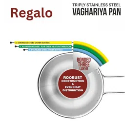 regalo 50 ml Stainless Steel Triply Tadka Pan with Long Silicon Handle image 3