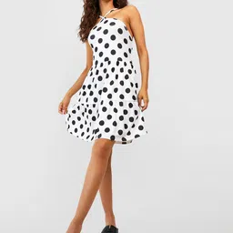 Boohoo Polka Dot Print A-Line Dress image 4