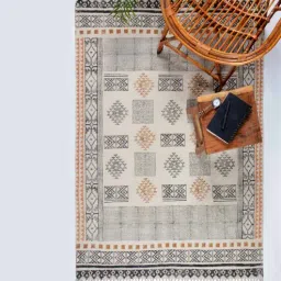 orna house Multicolor Cotton 4 ft X 6 ft Hand Woven Dhurrie-picture-32