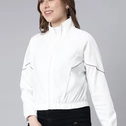 SHOWOFF Spread Collar Windcheater Crop Bomber Jacket image 4