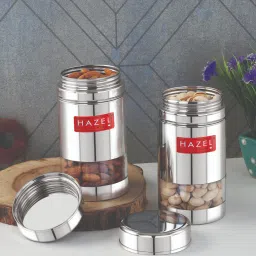hazel Silver 600 ml Stainless Steel Transparent See Through (Set of 2) Storage Container image 1