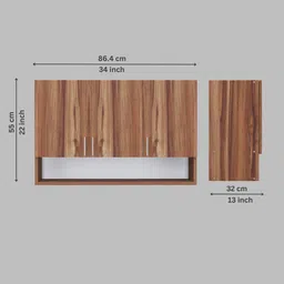 specialitypanels 3 Doors Modular Wall Mounted Kitchen Cabinet with Organizer Shelf in Aisan Walnut Finish image 3