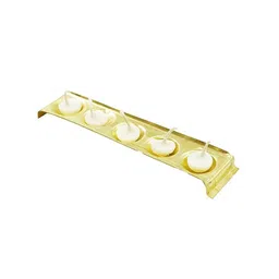 PujaNPujari Gold Toned Rectangle Shaped Brass Diya Holder image 3