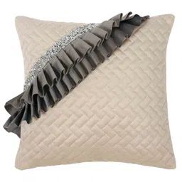 hosta homes Ivory & Grey Velvet Textured 20x20 inches (Set of 2) Cushion Covers image 2