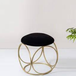 nestroots Classic Velvet Seating Stool in Black Color image 1