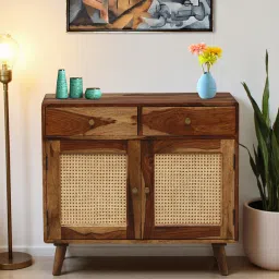 woodsworth from pepperfry Glasgow Sheesham Wood 2 Door Sideboard In Provincial Teak Finish image 1