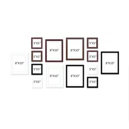 random Pack of 14 Brown & White Synthetic Wood Collage Photo Frames image 2