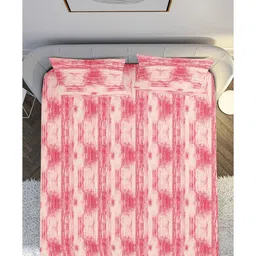 mayfair homes london Pink Geometric 120 TC Cotton Queen Bedsheet with 2 Pillow Covers image 3