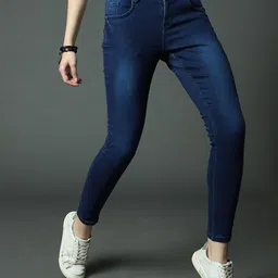 High Star Women Plus Size Blue Slim Fit High-Rise Clean Look Stretchable Jeans-picture-23