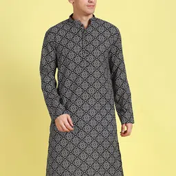 here&now x sanwara Sanwara Ethnic Motifs Printed Mandarin Collar Cotton Kurta-picture-26
