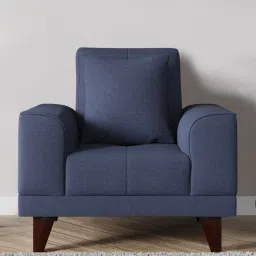 woodsworth from pepperfry Antonio Fabric 1 Seater Sofa In Navy Blue Colour image 1