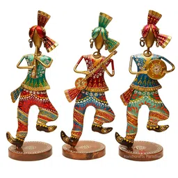 handicrafts paradise Dancing Men Multicolour Metal (Set of 3) Figurines image 2