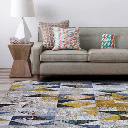 kaleen india Indigo Geometric Polyester 8' X 10' Machine Made Carpet image 4