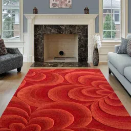 numan oriental rugs Red Abstract Wool 5 ft x 7 ft Hand Woven Carpet-picture-16