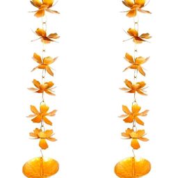 apka mart Beige Metal Lotus Shape Long Hanging Tea Light Holder-picture-2