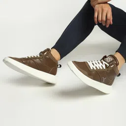 yoho Men Mid Top Lightweight Memory Foam Insole Contrast Sole Sneakers-picture-16