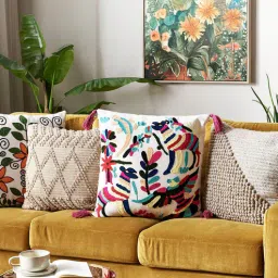Beige Cotton Embroidery Cushion Covers (Pack Of 2)-image-55