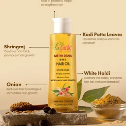 La Pink Methi Dana 8-in-1 Hair Fall Control Oil with Bhringraj, Hibiscus & Onion - 150ml image 4