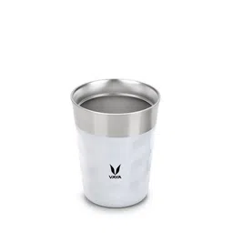 Vaya Set of 2 Grey & White Textured Stainless Steel Matte Mugs Set image 5