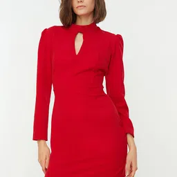 Trendyol Women Red Bodycon Dress-image-61