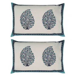 Blue Floral 144 TC Cotton 1 Double King Size Bedsheet with 2 Pillow Covers by J.K.Enterprises image 2