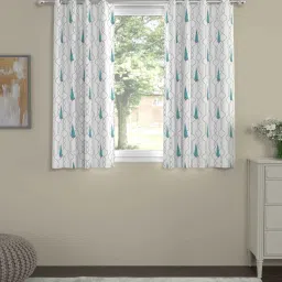 Blue Polyester Traditional 5ft Semisheer Eyelet (2 pc) Window Curtains by ROSARAHOME image 1