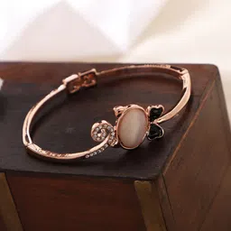 AQUASTREET Women Rose Gold-Plated Crystals Crystal Studded Cuff Bracelet-picture-29