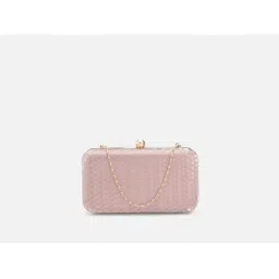 Carlton London Pink Textured Synthetic Clutch and Detachable Chain Strap (Set of 2)-image-6