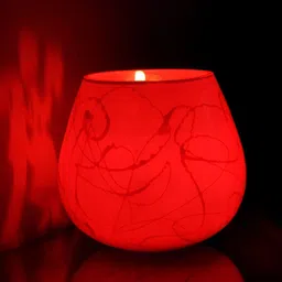 Lal Haveli White & Red Printed Cylinder Glass Tealight Candle holder-picture-30