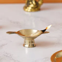 eCraftIndia Brass Diya With Stand & Holder image 1