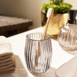 Pure Home and Living Black Ribbed Glass Toothbrush Holder-picture-19