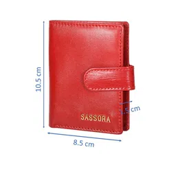Sassora Unisex Red Leather Card Holder image 3