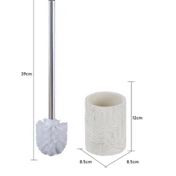 OBSESSIONS Beige & Brown Textured Toilet Brush With Holder image 4