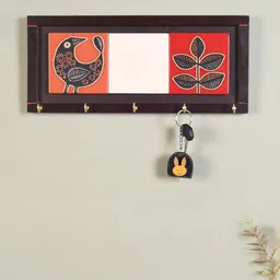 AAKRITI ART CREATIONS Brown Pichhwai Painted Tiles Key Holder Panel-image-27