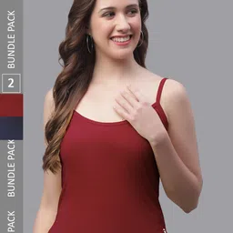 Friskers Pack Of 2 Cotton Shoulder Straps Camisoles-picture-42