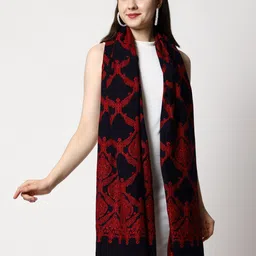 SWI Stylish Tasselled Geometric Woven Design Woollen Stole image 1