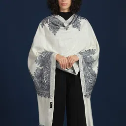 Zamour Ethnic Motifs Embroidered Woollen Shawl-picture-22