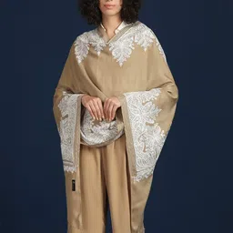 Zamour Ethnic Motifs Embroidered Wool Shawl-picture-16