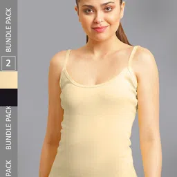 FBAR Pack Of 2 Non-Padded Bio Wash Pure Cotton Camisoles-picture-38