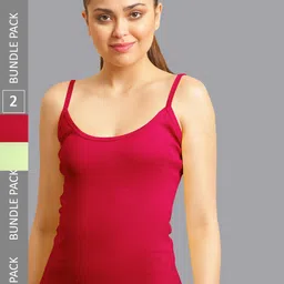 FBAR Pack Of 2 Non-Padded Bio Wash Pure Cotton Camisoles-picture-35