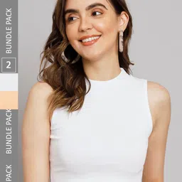 GUTI Pack Of 2 Ribbed Sleeveless Casual Crop Tops-picture-19