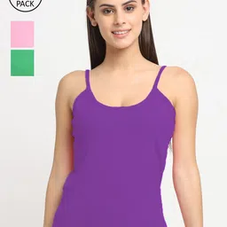 Friskers Women Pack Of 3 Solid Non-Padded Regular-Fit Camisoles-image-74