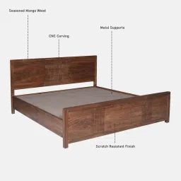 woodsworth from pepperfry Gardener Solid Wood Queen Size Bed In Scratch Resistant Rustic Teak Finish image 3